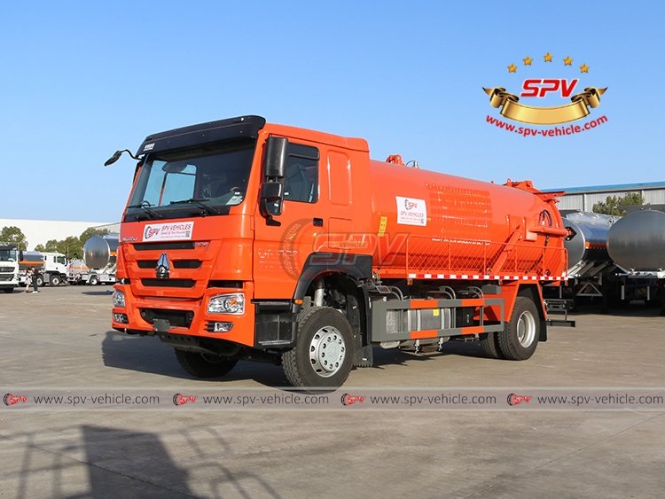 SPV-Vehicle - 12,000 Litres Sewage Vacuum Truck SINOTRUK - Left Front Side View